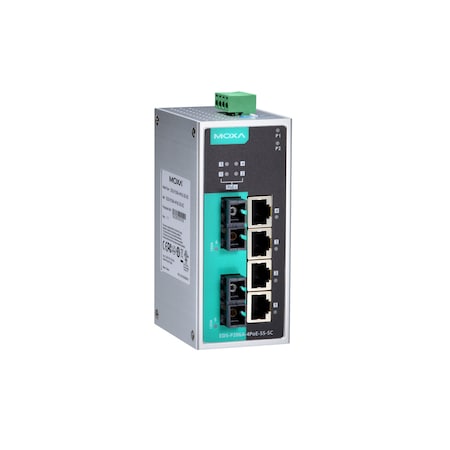Moxa Unmgd Poe Eth. Swtch W/ 4 Poe 10/100Baset Ports, Eds-P206A-4Poe-Mm-Sc-T EDS-P206A-4PoE-MM-SC-T